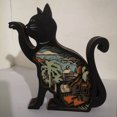thumbnail image 2 of Estatuas de animales talladas en madera arte artesanal 3D figuritas de gatito hueco decoración del hogar, 2 of 8