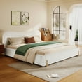 thumbnail image 1 of Modern Minimalist King Size Upholstered Bed - White, 1 of 8