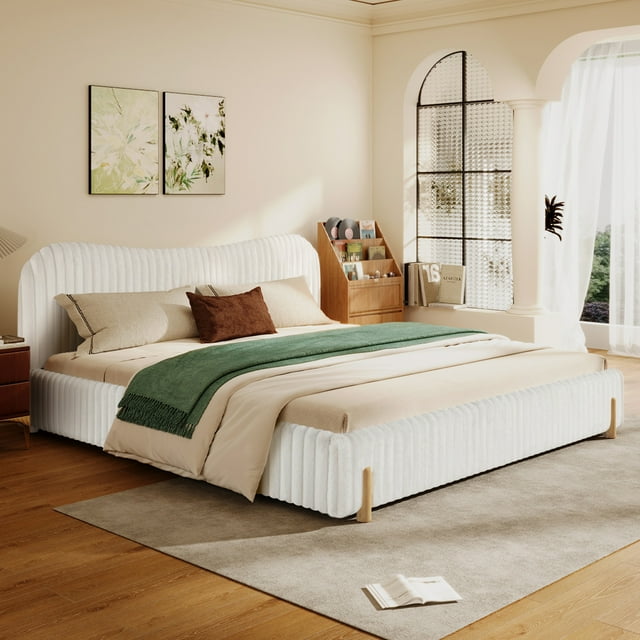 Lit capitonné minimaliste moderne Noble House, format King, blanc