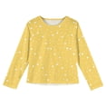 thumbnail image 4 of LTTVQM Long Sleeve Shirts for Girls Size 9-10 Casual Winter Polka Dots Print Tunic Tops Loose Fit Crew Neck Blouse Fashion T-Shirts Yellow 9-10 Years, 4 of 4