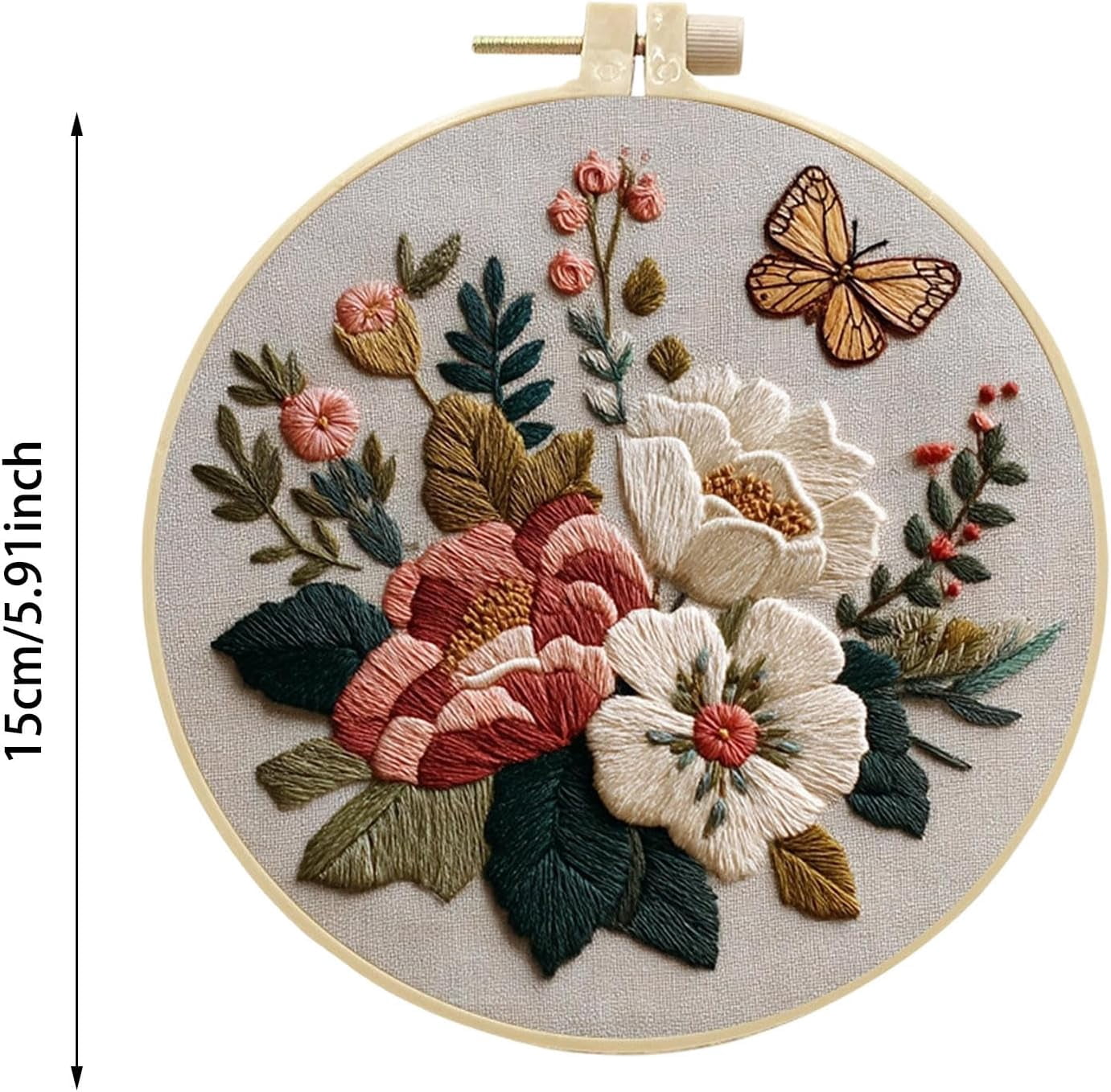 Embroidery Kit for Beginners, Stamped Cross Stitch Kits for Beginner, Floral Pattern Embroidery Starter Kits for Adults with Embroidery Hoop Instructions Threads and Needles Scissors(4 Set)