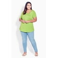 thumbnail image 2 of Avenue Women's Plus Size V Cut Out Top - Chartreuse, 2 of 5