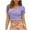 Purple, variant on Timegard Crop Tops for Women V Neck Button down Ruffle Short Sleeve Cute Summer Travel Casual Tee Shirts
