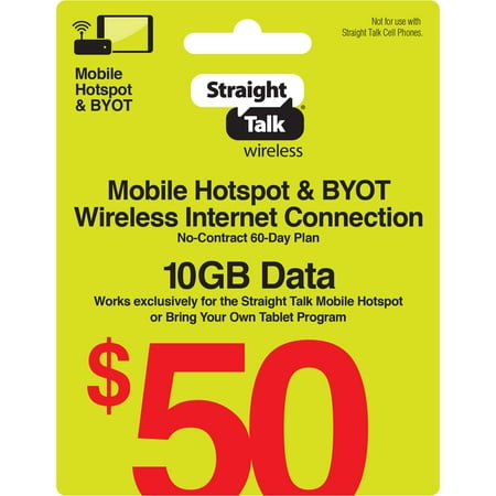 Straight Talk $50 Mobile Hotspot 10GB of Data 60-Day Plan Direct Top Up
