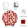 thumbnail image 4 of Balery Red Strawberry Print Bone China Decorative Plate Ceramic Dinner Plates Art Crafts with Display Stand-8in, 4 of 6