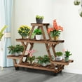 thumbnail image 4 of Gymax Wooden Plant Stand w/Wheels Pots Holder Display Shelf 56.5'' x 11'' x 41'', 4 of 10