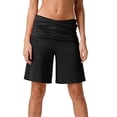 thumbnail image 2 of Dwellite Shorts for Women Low Rise Fold Over Short Wide Leg Yoga Pants Y2K Lounge Palazzo Gauchos Pant Black XL, 2 of 6