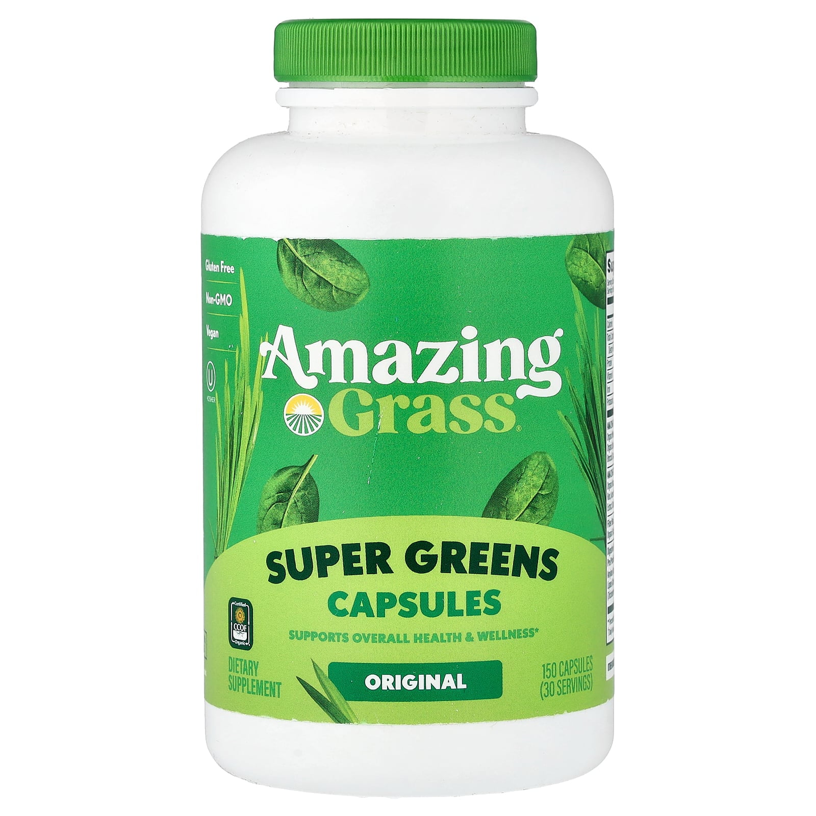 Amazing Grass, Greens Blend Superfood Capsules, 150 Capsules, 30 Servings