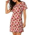 thumbnail image 2 of Sikiie Strawberries Print Women's Short-sleeved Nightdress, Round Neck Pullover Nightdress Pajamas Summer Home Wear, 2 of 6