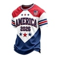 thumbnail image 2 of 2026 US Men Soccer Fan Jersey Tee, Red White Blue American Flag Graphic Crewneck Short Sleeve Top, Vintage Streetwear Football Shirt, Red XL, 2 of 6