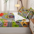 thumbnail image 5 of Manfei Cartoon Car Zipper Twin Comforter Sets with Fitted Sheet and 2 Pillowcases,Cute Kid Art Zipper Bedding Set,Gray,Polkadot Reversible,4pcs, 5 of 8