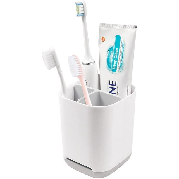 Toothbrush Holder with Anti Slip Bottom Made of PP and Abs Plastic Versatile Storage Detachable for Easy Cleaning 3 Slots Electric Toothbrush and