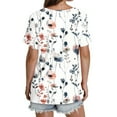 thumbnail image 4 of TOPUUTP Clearance Womens Loose Summer Tops Short Sleeve Hide Belly Pleated Shirts V Neck Tops Dressy Summer Empire Waist Floral T-Shirts White M, 4 of 4