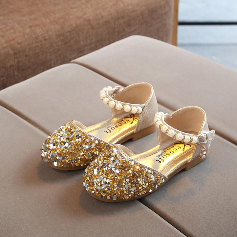 Child Kid Girl Princess Shoes Diamond Glitter Ballet Party Dress Flat Heels Shoe 