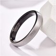 thumbnail image 3 of 4mm Silver Black Men's Wedding Band Two-Tone Tungsten Rings Brushed Finish Dome Style, 3 of 6