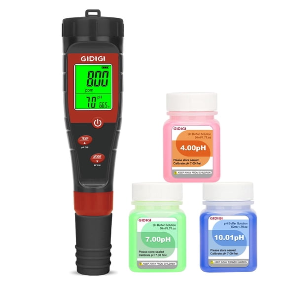 Medidor Digital de pH GIDIGI 4 en 1 para Agua
