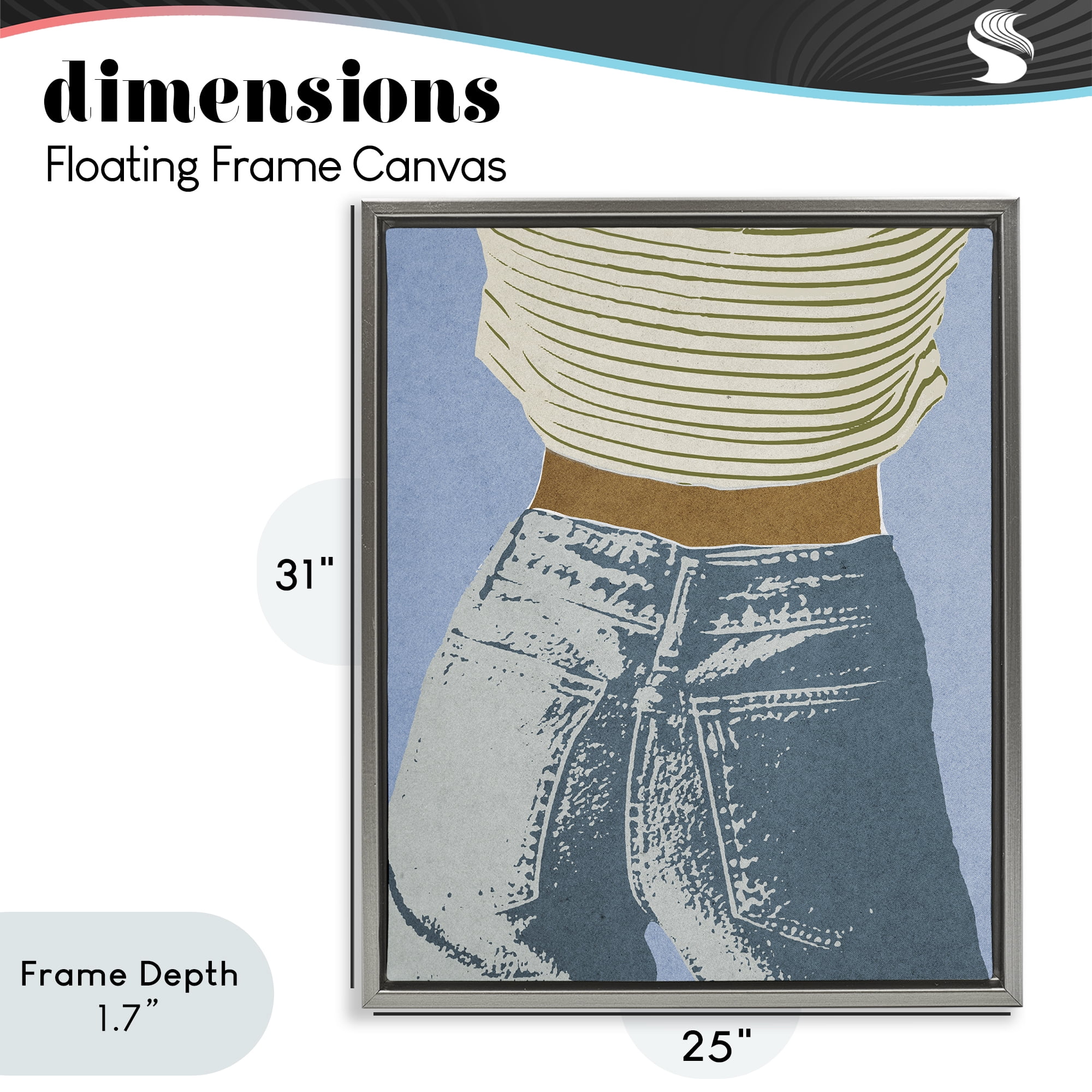 Stupell Industries Vintage Jeans & Tee Gray Framed Floater Canvas Wall Art, design by Victoria Barnes