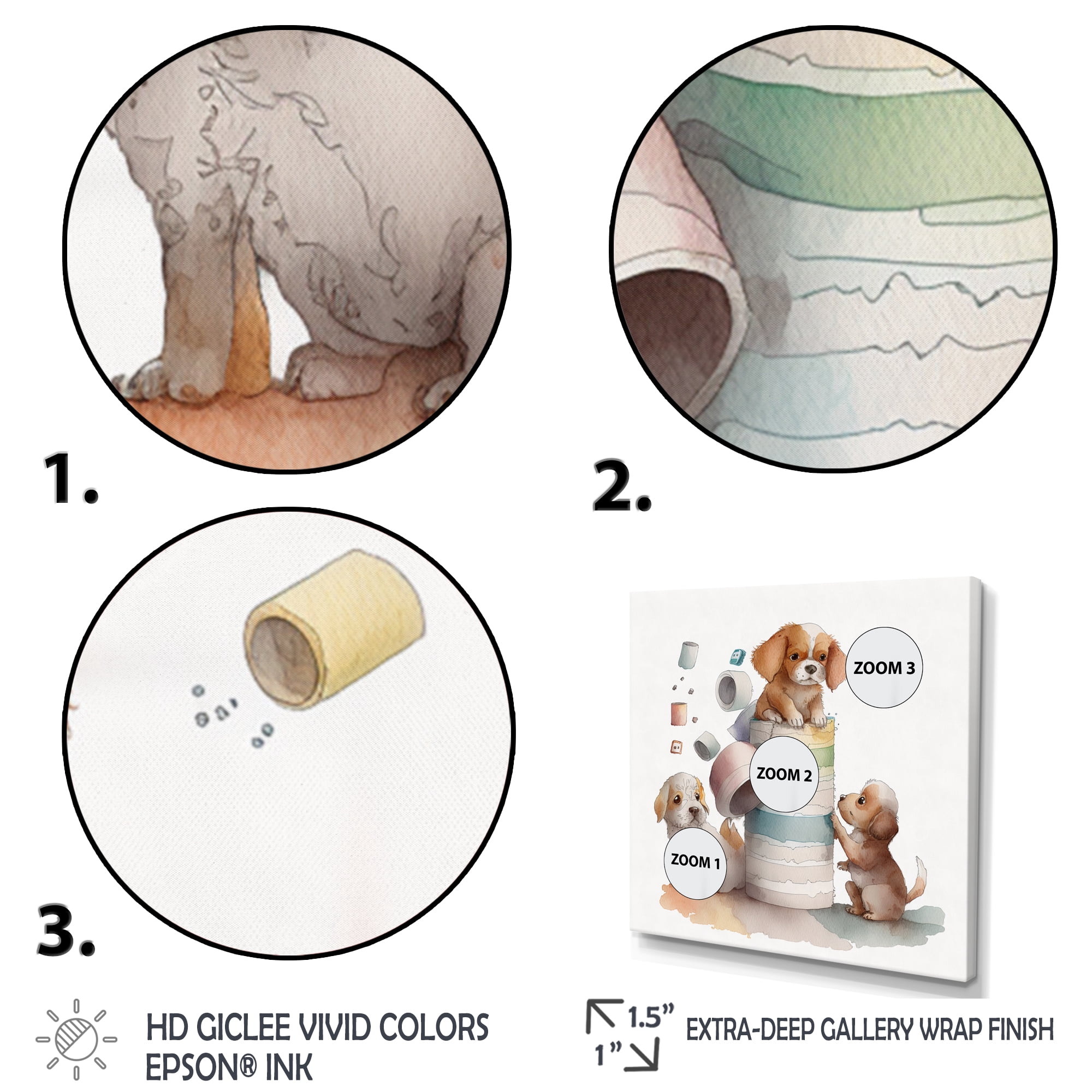 Designart Dogs Building A Tower Of Toilet Paper Canvas Wall Art