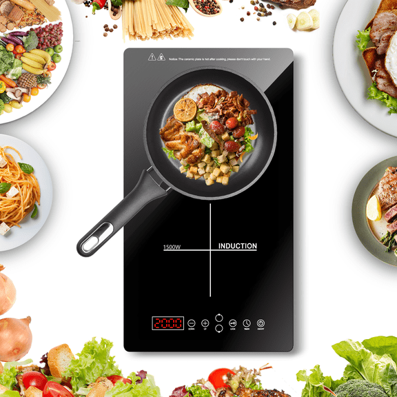 Nardea 1900W Dual Burner Induction Cooktop – Portable, Fast Heating, Adjustable Power Levels, Safe Cooking, Compatible with Induction-Ready Cookware