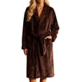 thumbnail image 2 of Blmnix Nightshirts Nightgown for Women Flannel Long Nightgowns Sleep Dress Long Sleeve Collared Below-the-Knee Brown Oversized Sleep Shirts for Women, 2 of 7
