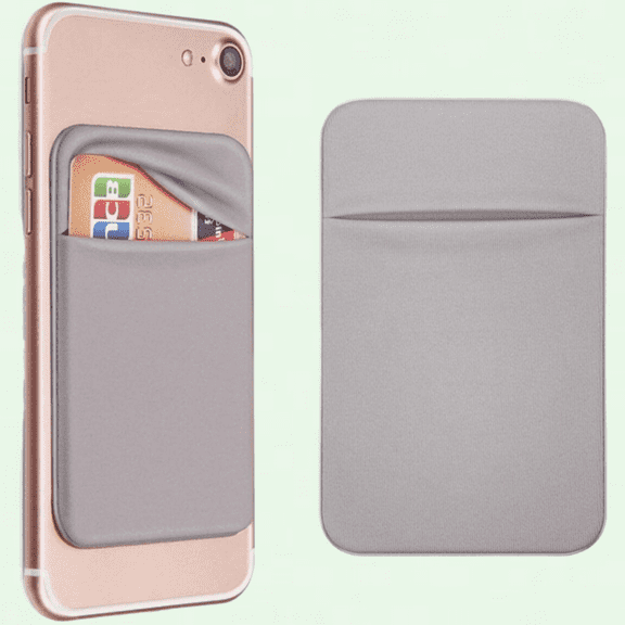 Self Adhesive Card Holder Stick On Wallet Sleeve, 2 Pack (Gray)