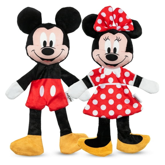 Disney Mickey & Friends Mickey Mouse and Minnie Mouse Plush Stuffed Flat Toy Set 12"