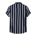 thumbnail image 2 of Hanerdun Men Striped Shirts Short Sleeve Button Tops Male Beach Shirt Navy Blue 3XL, 2 of 5