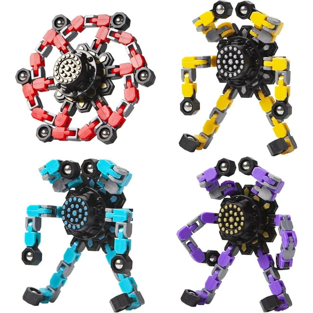 Juguetes antiestrés para adultos y niños: Set de 4 Fidget Spinners transformables | Juguetes sensoriales para aliviar el estrés, ideales para canastas de Pascua y regalos de fiesta