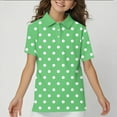 thumbnail image 2 of Lumtrix Girls' Y2K Polka Dot Graphic Short Sleeve Polo Shirts Golf Tennis School Uniform Blouses for 3-14 Y Green 160, 2 of 5