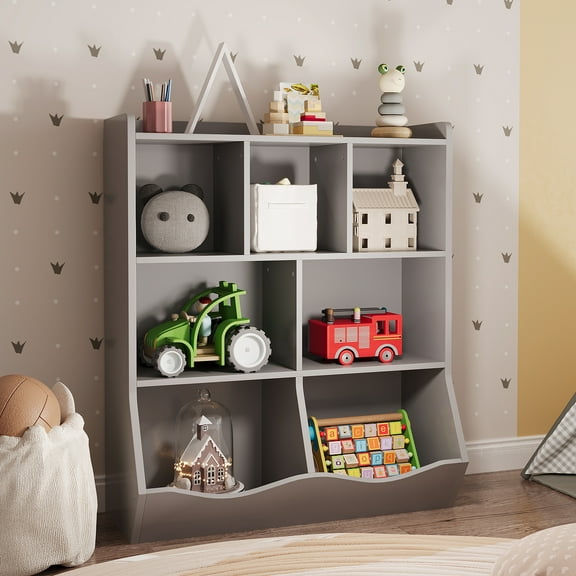 3-Tier Kids Bookcase, Toy Storage Cabinet for Storage Books and Toys, Multi Shelf with Cubby Cabinet, for Kindergarten, Bedroom, Playroom