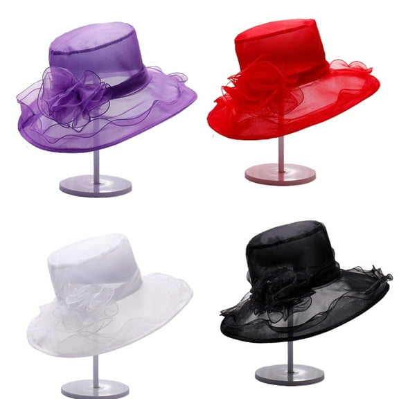Church Derby Hats for Women Tea Party Organza Wedding Fascinators/Purple