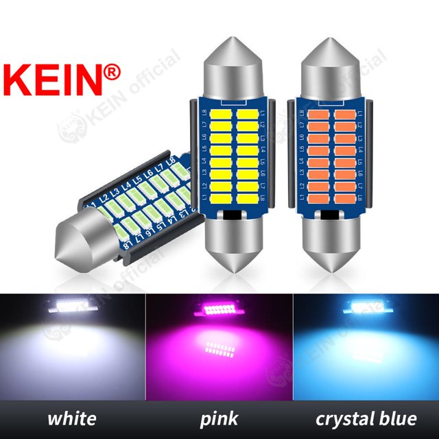KEIN Coche Lámpara De Techo 28MM 31MM 36MM 39MM 41MM Festoon Led C10W C3W C5W Cúpula Interior Placa De Matrícula Panel De Lectura Componentes De La Bombilla Auto Motocicleta Luz 16SMD 3014 Rosa huangjie unisex