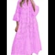 thumbnail image 3 of Vestido Bohemio con Cuello en V, Mangas Acampanadas y Bordado de Encaje para Mujer (2025) Rosa L, 3 of 8