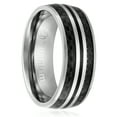 thumbnail image 3 of Mens Wedding Band in Titanium 8MM Engagement Ring with Black Carbon Fiber Inlay - Domed Top, 3 of 4