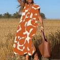 thumbnail image 2 of 2025 Robe à Col en V pour Dames à Manches Courtes, à Lacets, Imprimée, Grande Jupe, Robe d'Été pour Femmes, Robe Maxi pour Dames, Robes d'Été Décontractées pour Femmes, Robe de Saison, Robes Chemise Maxi, Robes Longueur Genou fo, 2 of 6