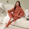thumbnail image 4 of Conjunto de pijamas de franela para mujer, ropa de dormir de talla grande, M-5XL, gruesa y cálida, unicolor, para el hogar, Invierno, 4 of 5