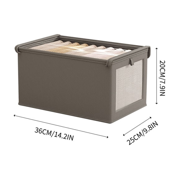 Washable Cotton and Linen Storage Bins with Lids,Stable Stacking Collapsible Basket with Transparent Mesh Window and Cover for Closet Organizers and Storage