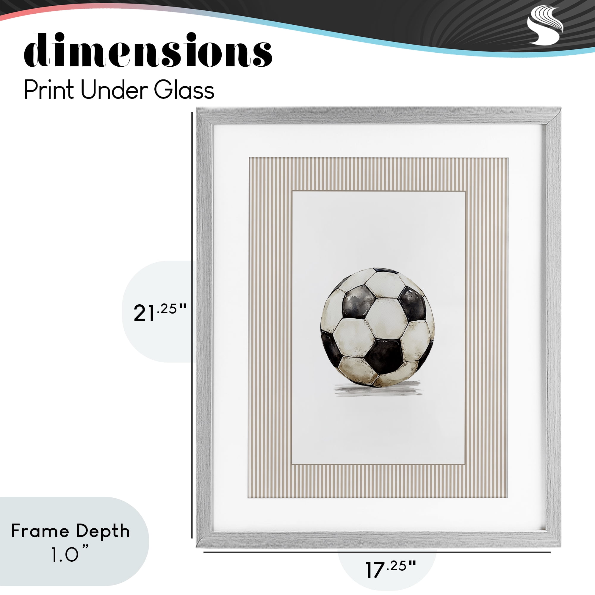 Stupell Industries Vintage Sports Soccer Ball Gray Framed Print Under Glass, design by Christine Simpson Art