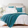 thumbnail image 6 of Battilo Teal Blue Throw Blanket for Home Decor,Textured Knit Throws,Blue Blanket for Couch,50"x60", 6 of 8