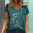 thumbnail image 2 of Pompotops Plus Size Femmes Manches Courtes Imprimé V-Cou Tops Tee-Shirt Blouse, 2 of 4
