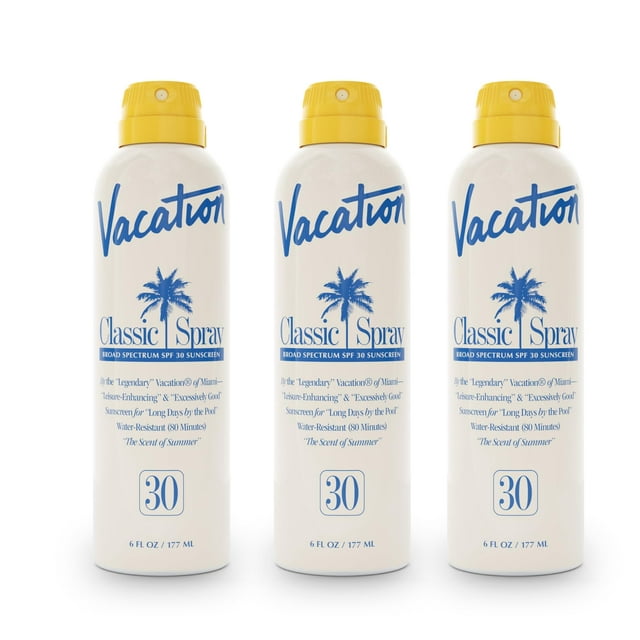 Spray de protección solar Vacation Classic SPF 30, 180 ml, paquete de 3