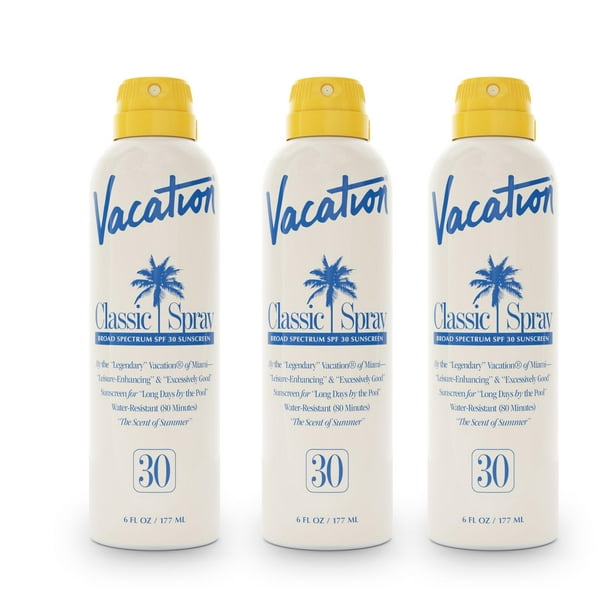 Spray de protección solar Vacation Classic SPF 30, 180 ml, paquete de 3