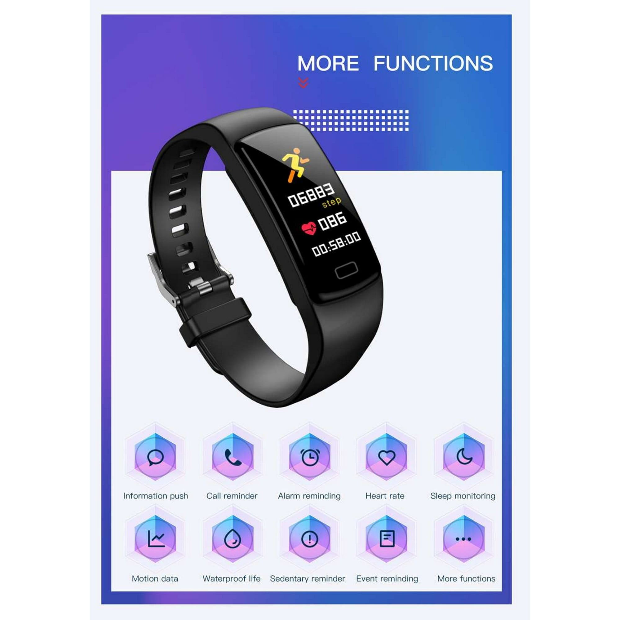 New arrival Y9 Smart Bracelet Watch IP67 Waterproof Heart Rate Monitor Pulsometer Blood Pressure Call Message Fitness Reminder Tracker Walmart