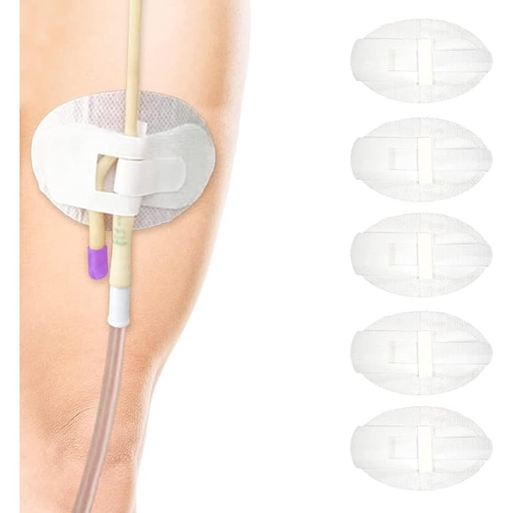 5Pcs Catheter Stabilization Device,Non-Woven Catheter Fixation Stickers,Catheter Legband Holder Sticker,Catheter Urinary Tube Holders