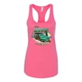 thumbnail image 2 of Wild Bobby, 1946 Vintage Ford Woody Chasing Waves Cars and Trucks Ladies Racerback Tank Top, Hot Pink, Medium, 2 of 3