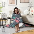 thumbnail image 4 of Wearable Blanket,DarkBlue Colorful Dinosaurs Plants Pattern Hooded Wearable Flannel Blanket for Adults & Teens with Buckle,Winter Poncho Shawl Wrap Cape,60"x80", 4 of 5