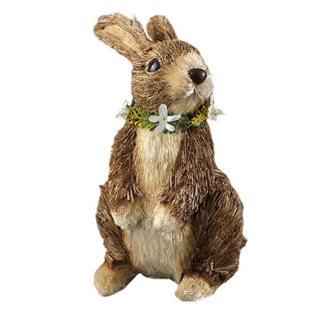 

1PC Easter Handmade Straw Woven Adornment Wreath Rabbit Decoration(Random Color)