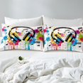 thumbnail image 4 of Erosebridal Écouteurs Ensembles de Draps Très Grand, Literie Note de Musique Taille Très Grand, Décor Aquarelle Coloré 4 Pcs, 4 of 7