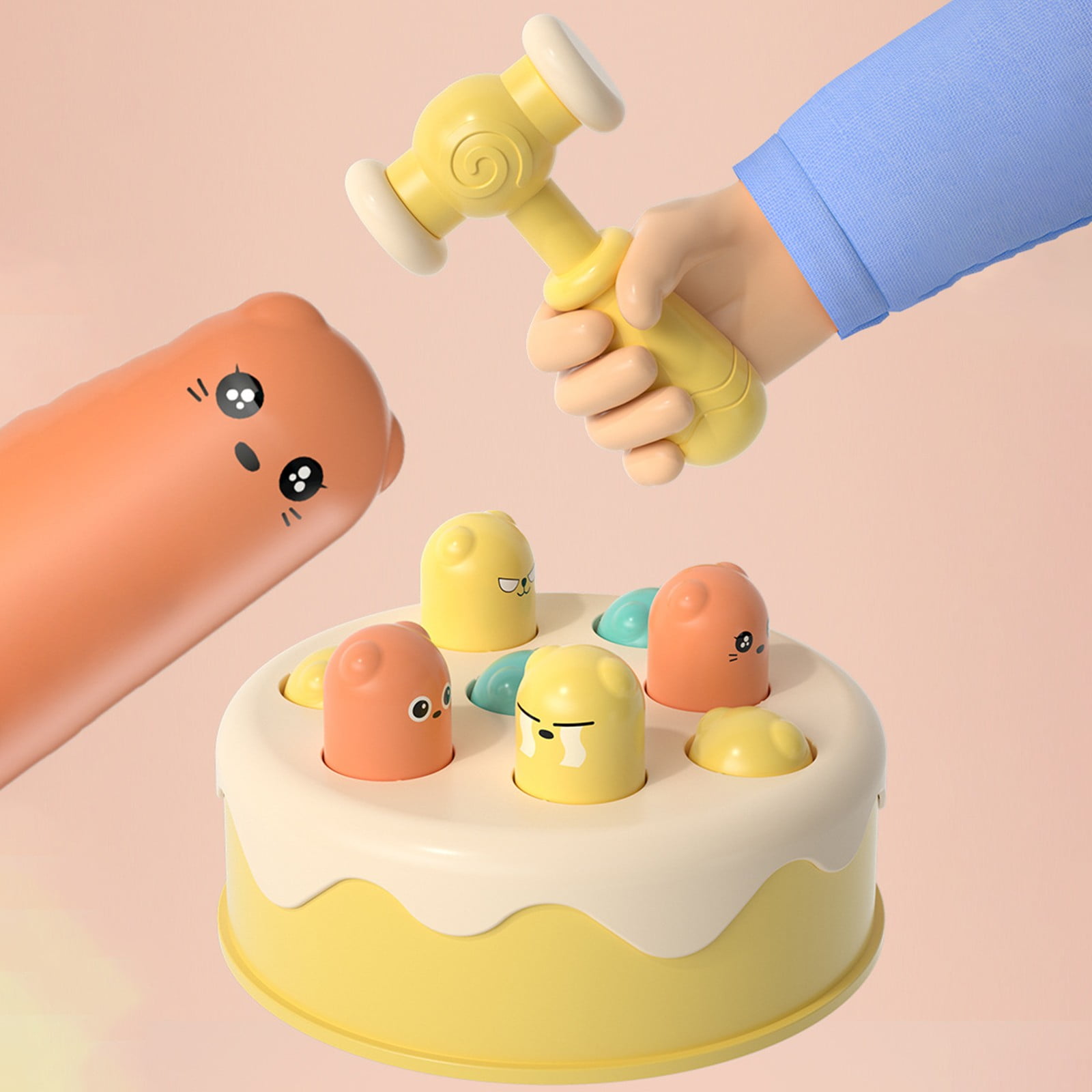 Jeu Tape-Taupe En Forme De Gâteau – Jeu De Marteau Mécanique, Sans Pile, Coordination œil-main 1-3 Ans