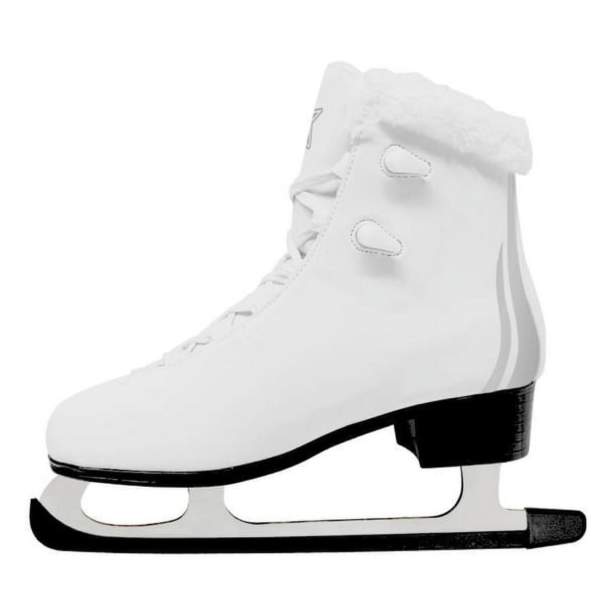 FS Figure Skates with Fur Collar - White - Adult Size 8 - Shoe Size 9